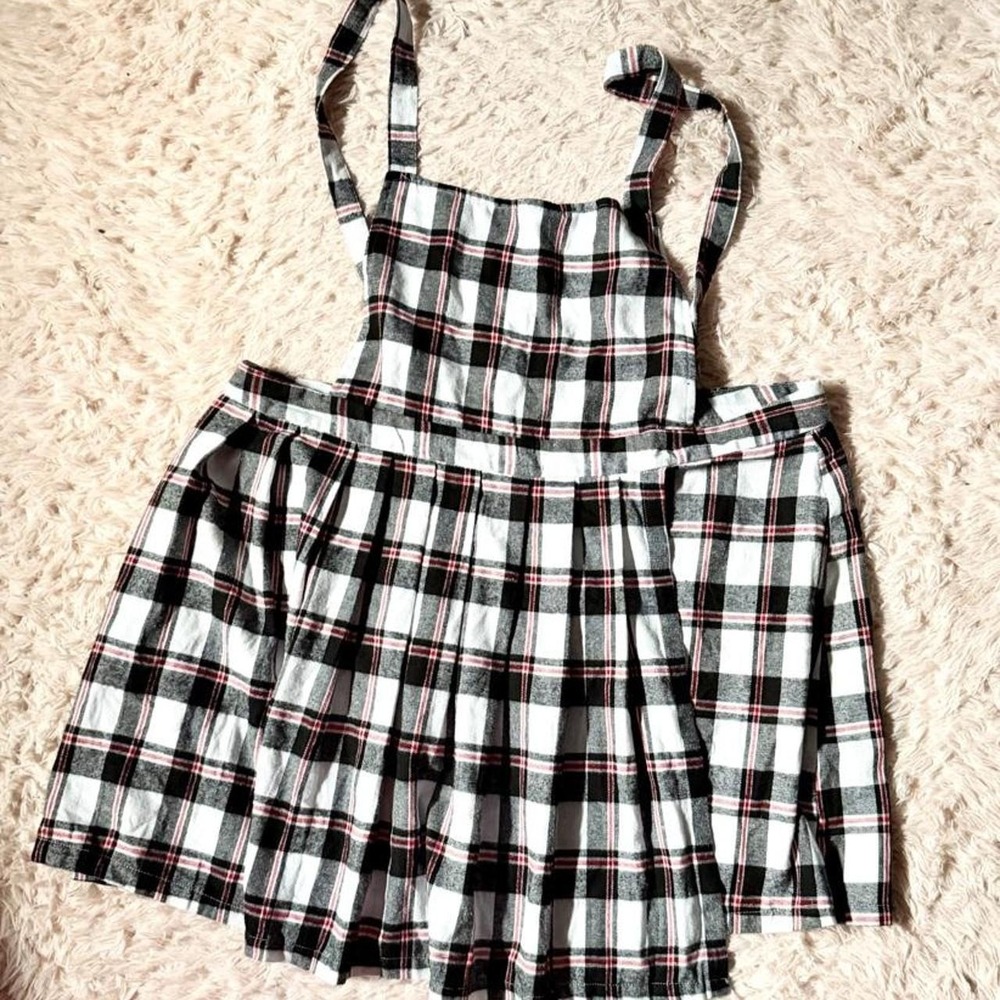 Plaid Pinafore Punk Cottage Core Grunge Emo Edgy Overall Pleated Dress Womens 22